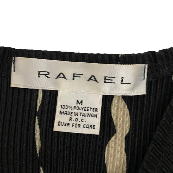 Rafael Black & Ivory Pleated Ribbed Sleeveless Midi Dress, Size Medium - Picture 8 of 8